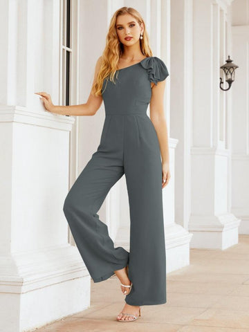 Baoleely Women's One Shoulder Long Jumpsuit Formal Evening Dress Long Bridesmaid Dresses Pants Wedding Party 28034