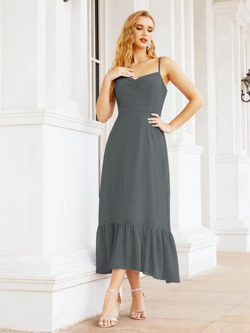 Baoleely Blackless Strap Bridesmaid Dress Ankle Length 28028