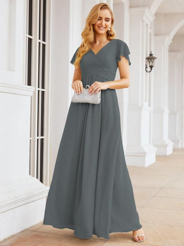 Baoleely Formal Prom Gowns for Mother of The Bride Cap Sleeves Bridesmaid Dress 28047