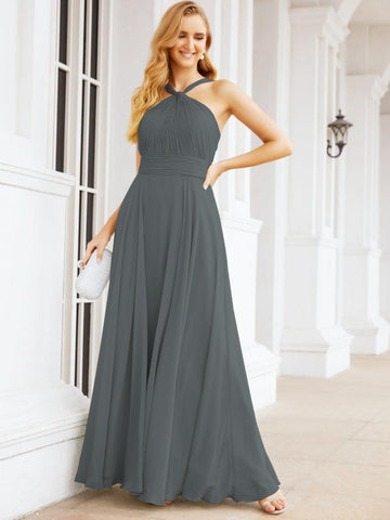 Baoleely Crisscross Halter Bridesmaid Dresses for Party Wedding Evening Prom Maxi Ball Gowns 28053