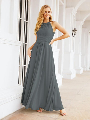 Baoleely Keyhole Bridesmaid Dresses Sleeveless Formal Evening Party Prom Gowns 28043
