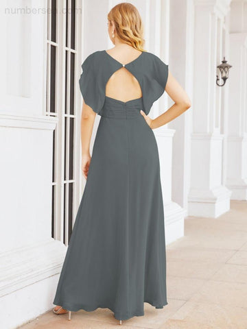 Sunnderly Bridesmaid Dresses Cape Formal Prom Dress Open Back Gowns for Mother of The Bride SY28058