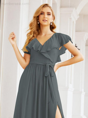 Robes de demoiselle d'honneur à manches flottantes, robes de soirée formelles, robes de bal 28044 