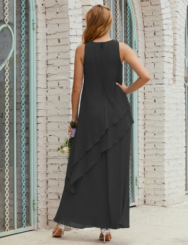 Robe longue en mousseline grande taille pour la mère de la mariée, robe de demoiselle d'honneur de bal de fin d'année SY28019