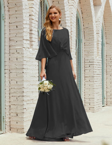 Robe de demoiselle d'honneur Sunnderly pour femme, manches longues, col en V, en mousseline, robe de cérémonie pour mariage SY28018