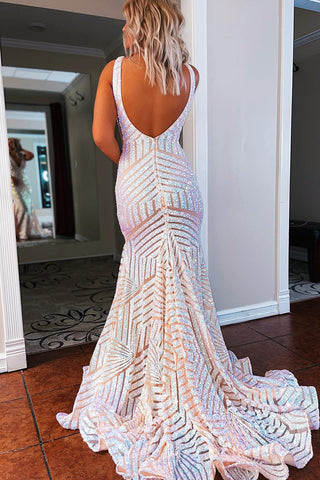 Deep V Neck Sequin Mermaid Prom Dress