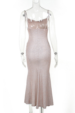 Robes de soirée sexy à paillettes dos nu, couleur unie 