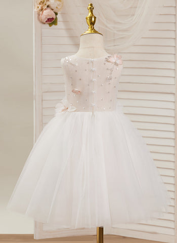 A-line Tulle Knee-length White Dress (2003227138)