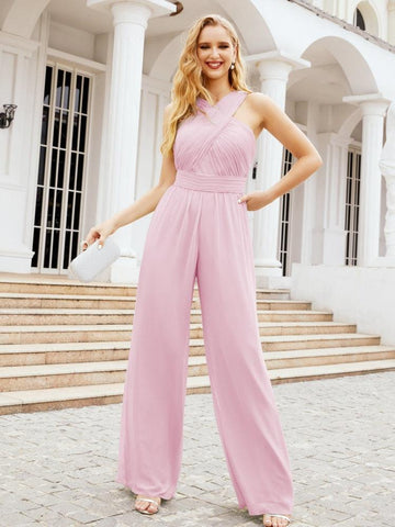 Baoleely Combinaison à col croisé Robe de soirée formelle Robe longue de demoiselle d'honneur Pantalon à pattes d'éléphant 28033