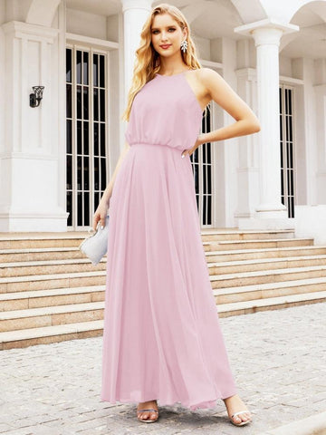 Robe de demoiselle d'honneur longue à col licou Baoleely, robe trapèze formelle pour juniors, 28029