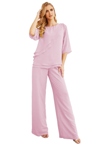 Baoleely Élégante robe mère de la mariée 2 pièces, grande taille, pantalon, volants, couches argentées, peignoir 28064