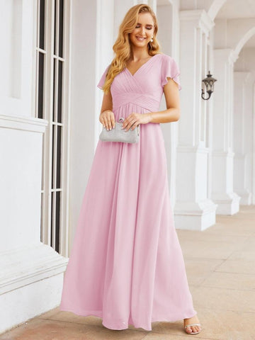 Baoleely Formal Prom Gowns for Mother of The Bride Cap Sleeves Bridesmaid Dress 28047