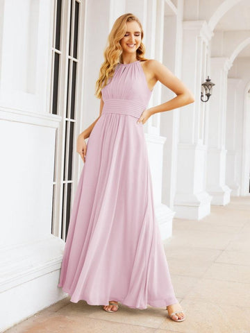 Baoleely Keyhole Bridesmaid Dresses Sleeveless Formal Evening Party Prom Gowns 28043