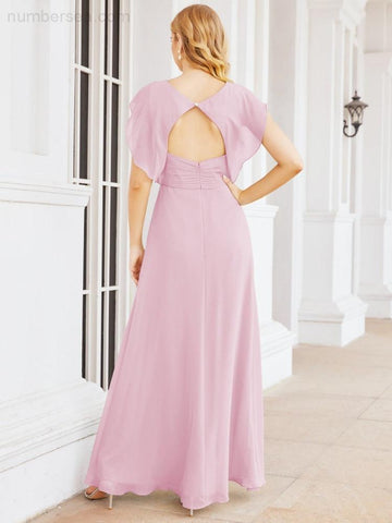 Sunnderly Bridesmaid Dresses Cape Formal Prom Dress Open Back Gowns for Mother of The Bride SY28058