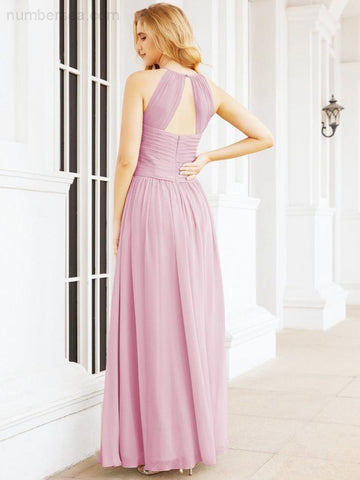 Baoleely Sleeveless Bridesmaid Dresses Long Prom Gown Zipper with Keyhole Back 28056