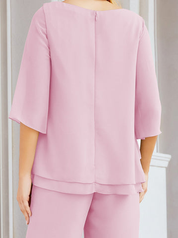 Baoleely Élégante robe mère de la mariée 2 pièces, grande taille, pantalon, volants, couches argentées, peignoir 28064