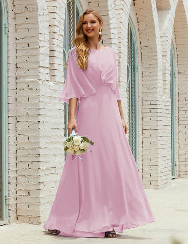 Robe de demoiselle d'honneur Sunnderly pour femme, manches longues, col en V, en mousseline, robe de cérémonie pour mariage SY28018