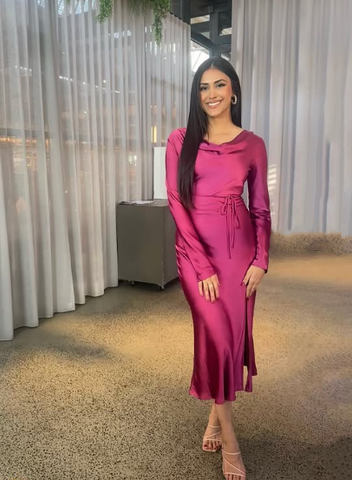 Robe longue et sobre pour invitée à un mariage, robe de soirée tendance Y4519