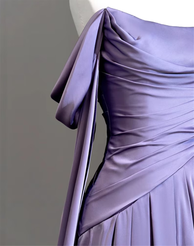 Robe de bal longue en satin violet sobre, robe de soirée violette Y2589