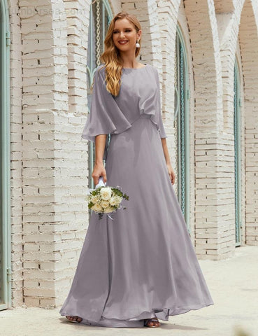 Robe de demoiselle d'honneur Sunnderly pour femme, manches longues, col en V, en mousseline, robe de cérémonie pour mariage SY28018