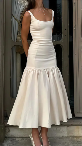 Robe de soirée sirène ivoire, longue robe de bal en satin Y8014