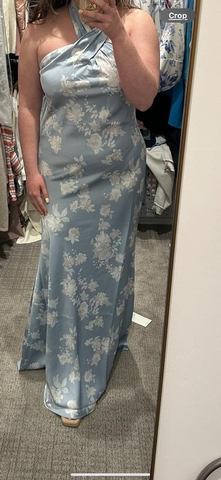 Robe de bal longue bleu marine imprimée en satin à col halter, modèle Y8453