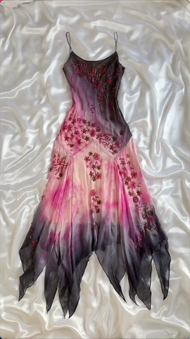 Precioso vestido de noche de gasa con tirantes finos y cuentas, estilo sirena, modelo Y8222