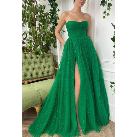 Robe de bal fourreau/colonne sans bretelles en mousseline de soie avec appliques fendues sans manches