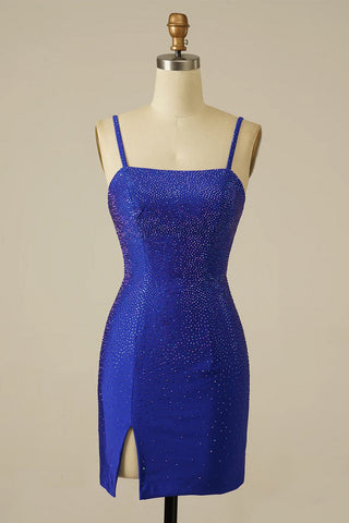 Vestido corto ajustado de lentejuelas con cordones para baile de bienvenida