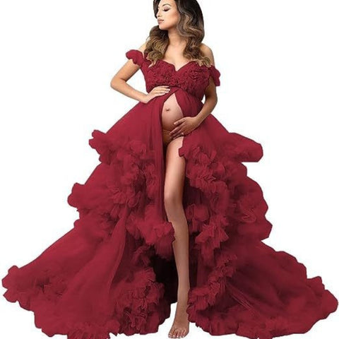 Hot-selling new pregnant women's mesh skirt photo dress deep V perspective photo portrait photography clothing6121#