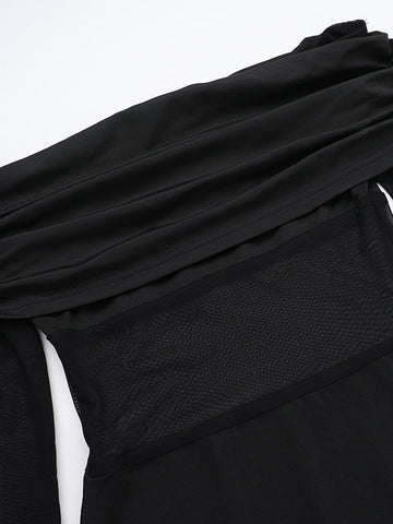 Long Sleeves Skinny Pleated See-Through Solid Color Split-Joint Off-The-Shoulder Evening Dresses Maxi Dresses