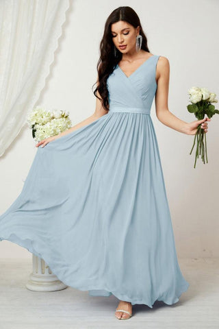 Women's Chiffon Long Bridesmaid Dresses A line Sleeveless Formal Prom Gown for Evening Party Homecoming Dresses 2808