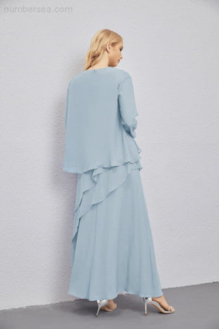 Mother of Bride Dresses with Open Front Lightweight Cardigan Formal Prom Gown  28081