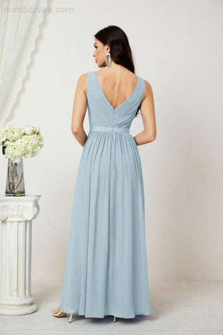 Women's Chiffon Long Bridesmaid Dresses A line Sleeveless Formal Prom Gown for Evening Party Homecoming Dresses 2808