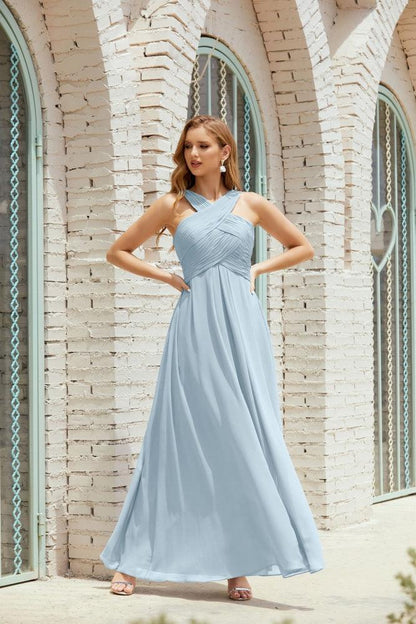 Halter Bridesmaid Dresses Formal Cocktail Prom Gown 28015