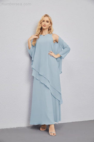 Mother of Bride Dresses with Open Front Lightweight Cardigan Formal Prom Gown  28081