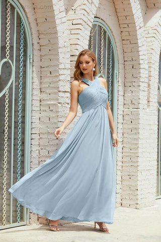 Vestidos de dama de honor con cuello halter, vestido formal de cóctel o de fiesta 28015 