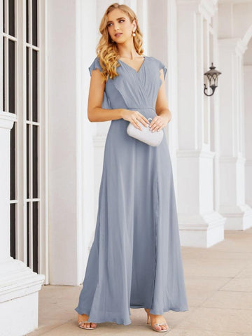 Sunnderly Bridesmaid Dresses Cape Formal Prom Dress Open Back Gowns for Mother of The Bride SY28058