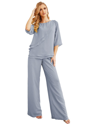 Baoleely Élégante robe mère de la mariée 2 pièces, grande taille, pantalon, volants, couches argentées, peignoir 28064