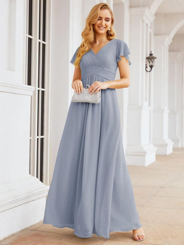 Baoleely Formal Prom Gowns for Mother of The Bride Cap Sleeves Bridesmaid Dress 28047
