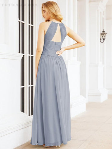 Baoleely Sleeveless Bridesmaid Dresses Long Prom Gown Zipper with Keyhole Back 28056