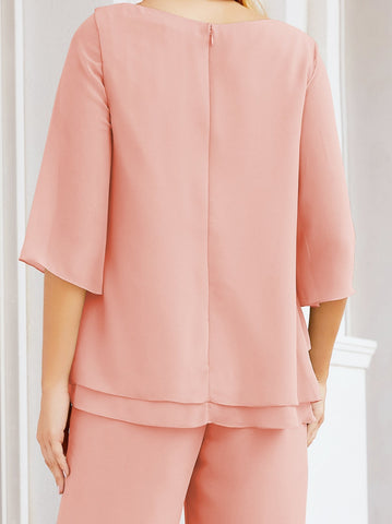 Baoleely Élégante robe mère de la mariée 2 pièces, grande taille, pantalon, volants, couches argentées, peignoir 28064