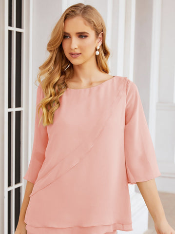 Baoleely Élégante robe mère de la mariée 2 pièces, grande taille, pantalon, volants, couches argentées, peignoir 28064