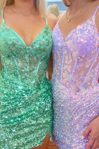 Robe de bal moulante à paillettes et sequins, bretelles spaghetti