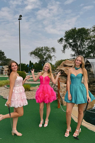 Strapless Satin A-Line Short Corset Homecoming Dress