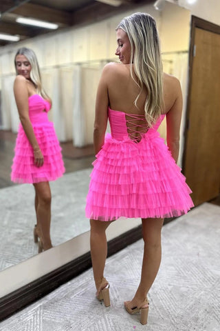 Sweetheart A-Line Tulle Tiered Short Homecoming Dress