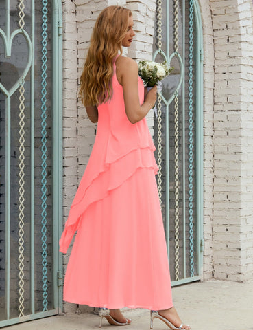 Robe longue en mousseline grande taille pour la mère de la mariée, robe de demoiselle d'honneur de bal de fin d'année SY28019