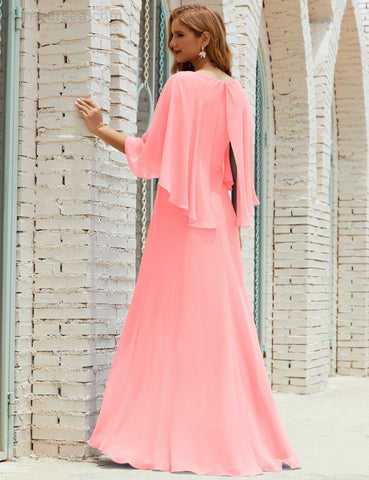 Robe de demoiselle d'honneur Sunnderly pour femme, manches longues, col en V, en mousseline, robe de cérémonie pour mariage SY28018