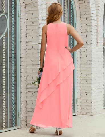 Robe longue en mousseline grande taille pour la mère de la mariée, robe de demoiselle d'honneur de bal de fin d'année SY28019