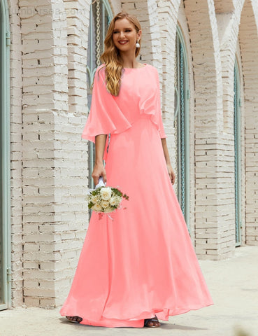 Robe de demoiselle d'honneur Sunnderly pour femme, manches longues, col en V, en mousseline, robe de cérémonie pour mariage SY28018